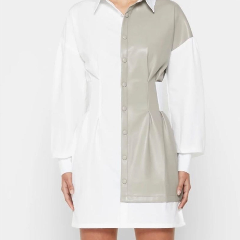 Manière de Voir Two-Tone Button-Up Shirt Dress